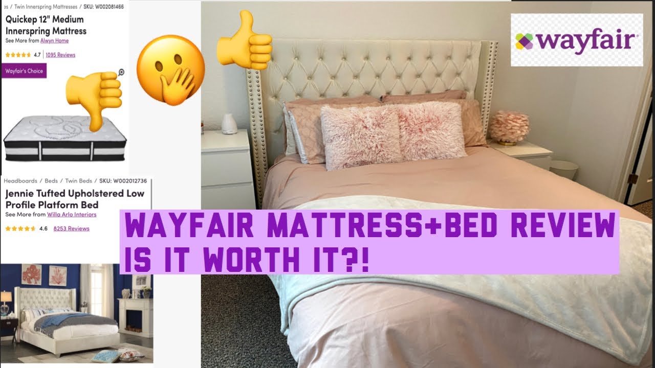 WAYFAIR REVIEW |JENNIE TUFTED UPHOLSTERED LOW PLATFORM BED & QUICKEP 12” MEDIUM INNERSPRING MATTRESS