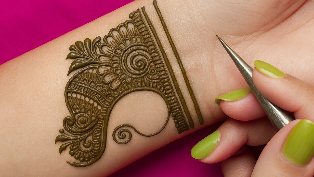 Beautiful Full hand heavy mehandi design using paisley and patterns|| front hand mehandi design