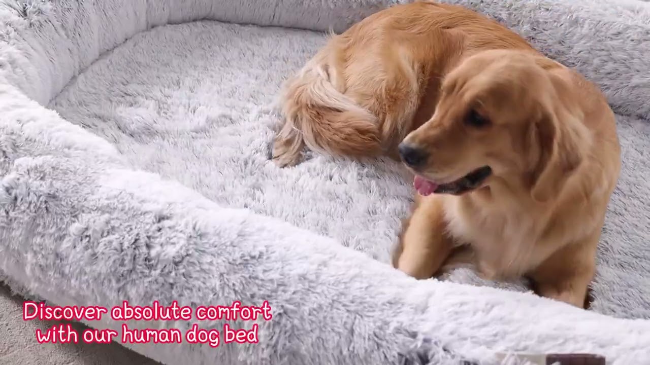 WROS Human Dog Bed   71'x45'x12' Fits You & Pets, Washable Faux Fur, Orthopedic, Plump