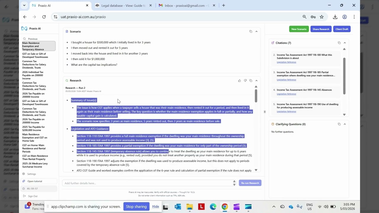 Praxio AI Tax Assistant Demo | AI Tax Research for Australian Accountants