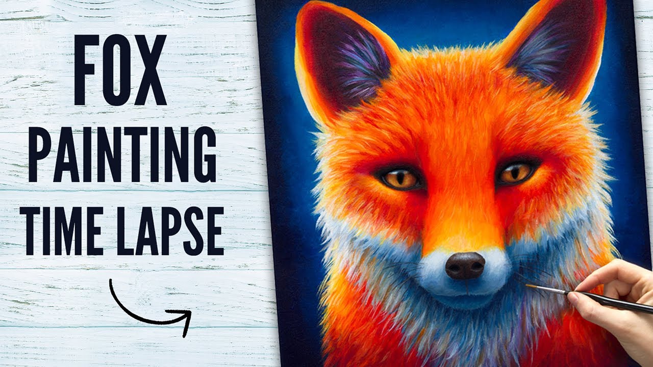 How to Paint a Fox in Acrylic Paints, Fox Painting Time Lapse