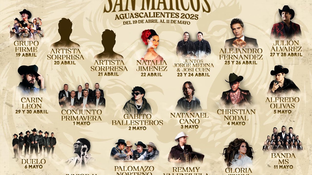 Elenco del Palenque San Marcos, Aguascalientes 2025