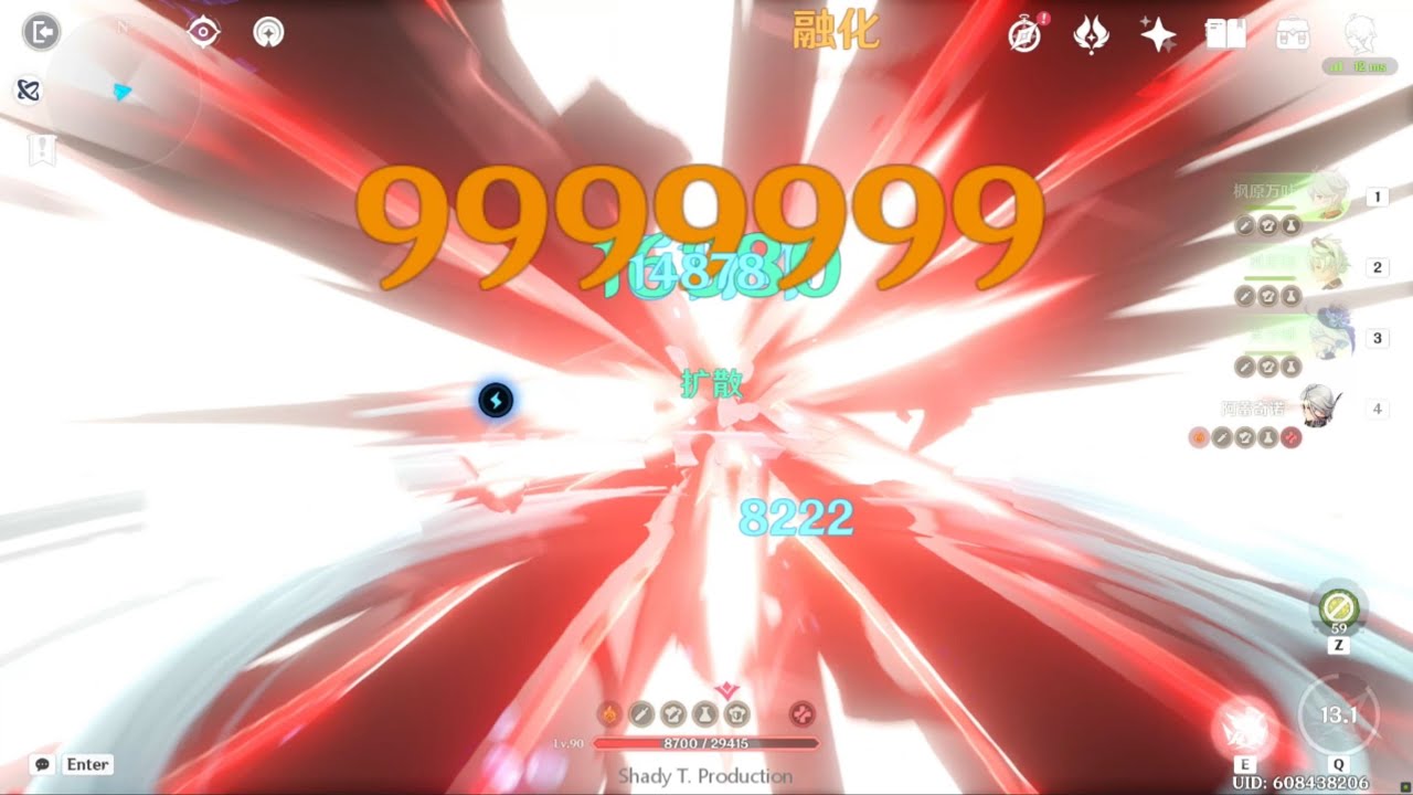 Arlecchino 9.99mil nuke lvl 90 Scaramouche （no co-op）