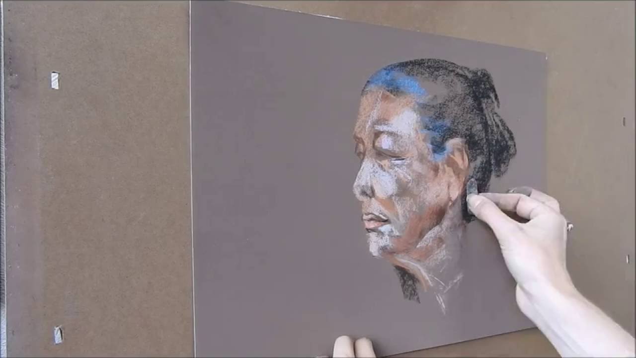 speed painting ,démonstration de portrait au pastel,  par Nathalie JAGUIN portraitiste pastelliste