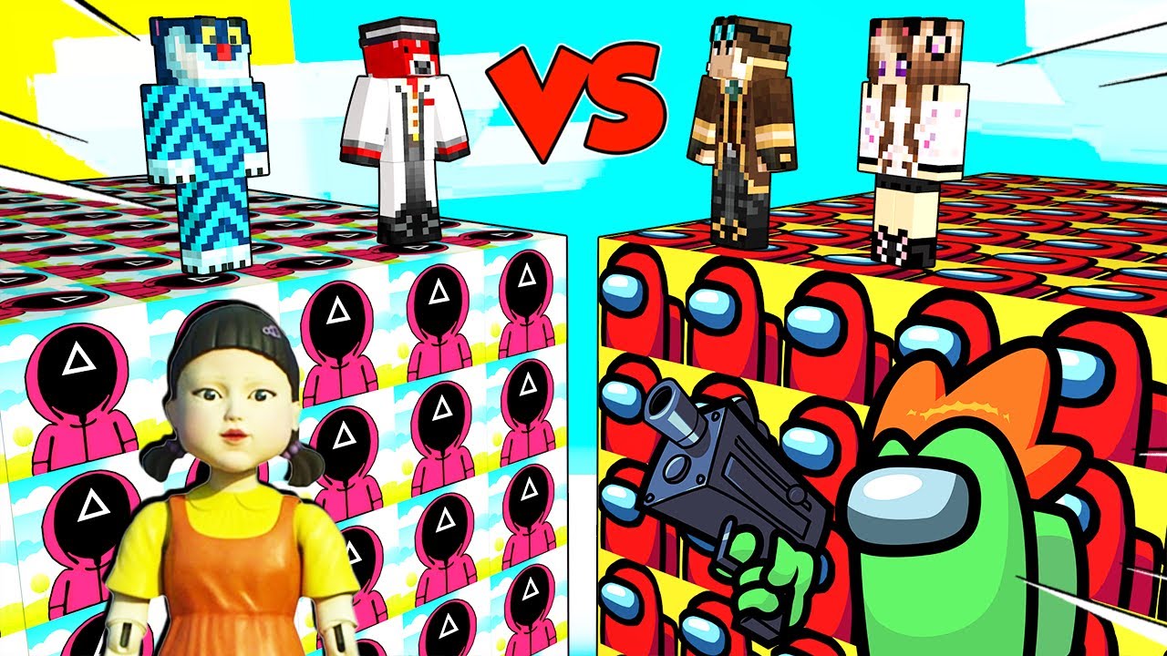 LUCKY BLOCK GIGANTE DI AMONG US CONTRO SQUID GAME SU MINECRAFT!!!