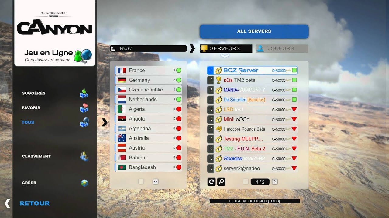 Trackmania 2 Canyon beta 2 menu