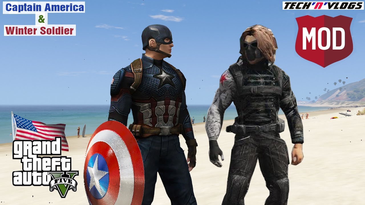 Captain America + Winter Soldier Mod GTA 5  || How To Install Captain America Mod In GTA 5 PC