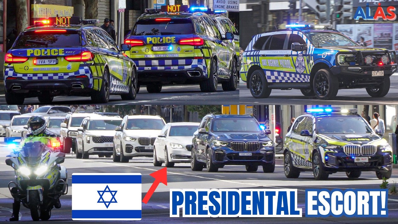 🇮🇱 *ISRAEL PRESIDENT MOTORCADE* 🇦🇺 25+ Australian Police ESCORT ISACC HERZOG with TACTICAL SECURITY