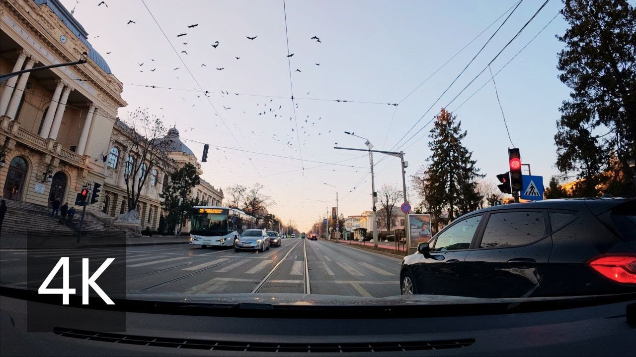 A Relaxing Drive Through the City at Dusk 🇷🇴| 4K City Drive ASMR