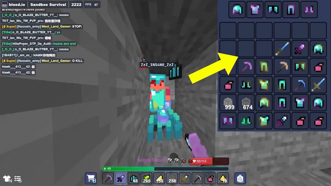 Bloxd.io Survival Got A lot of Diamond Set + killed 5+ Hacker ( 1v3 ),(1v2)