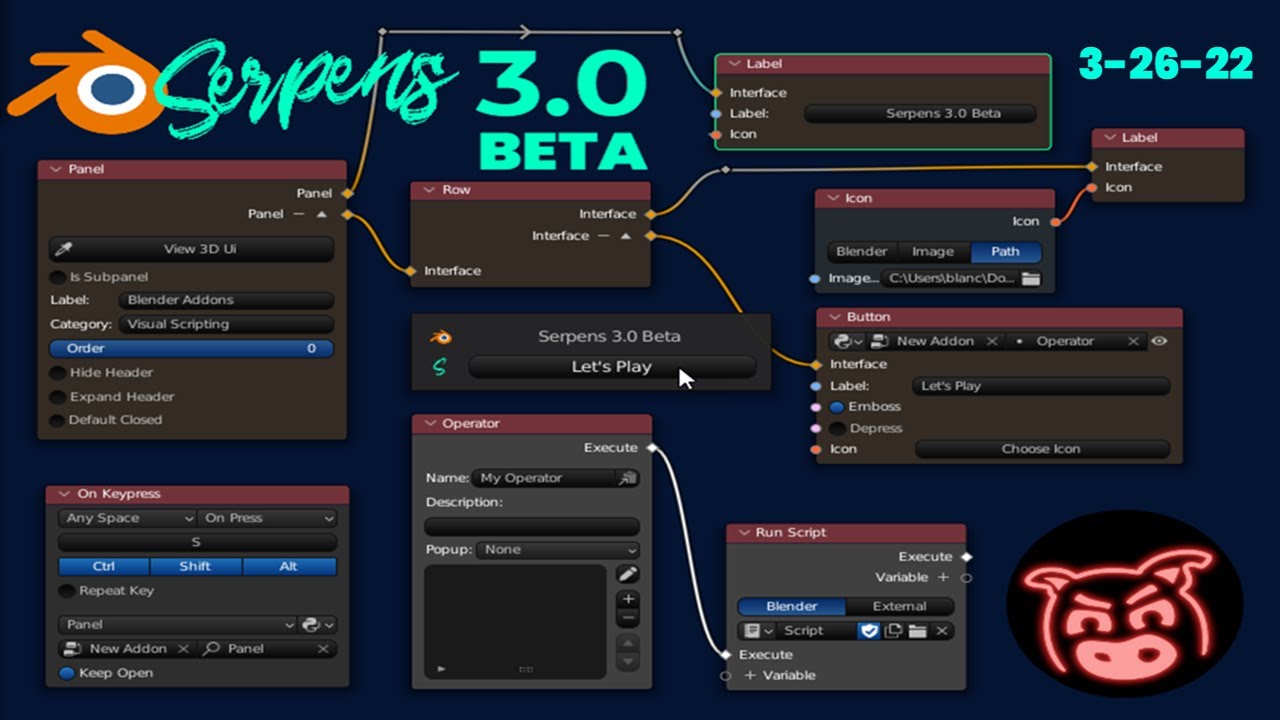 Blender Serpens 3.0 Beta with Dev - March 26th 2022