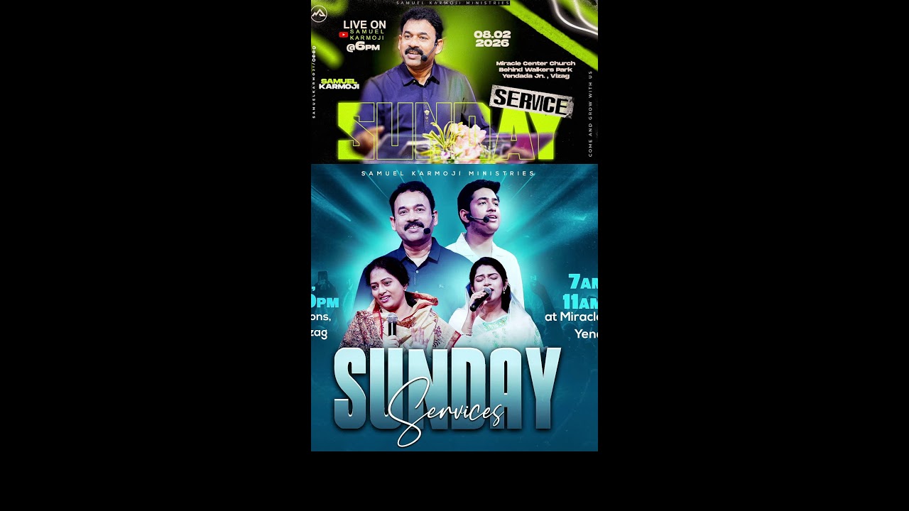 #sundayservice #live | 6 P.M | Samuel Karmoji | Susmitha Karmoji | Miracle Center | 8th Feb 2026