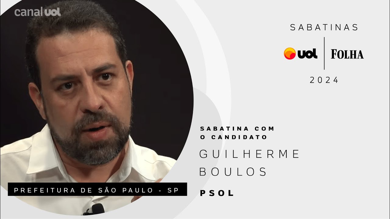 Guilherme Boulos ao vivo na Sabatina UOL/Folha com candidatos à Prefeitura de São Paulo