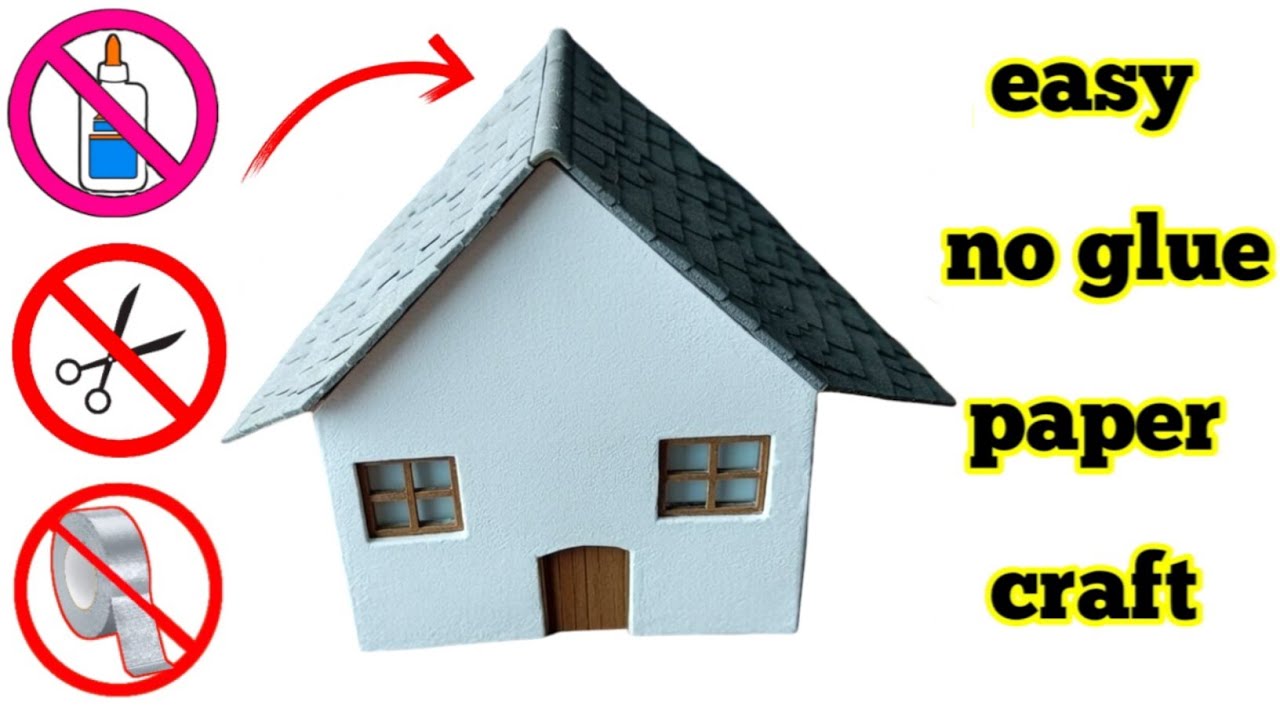 ( No Glue ) How to make Paper House | Origami Paper House Crafts | Easy & Beautiful | School Project