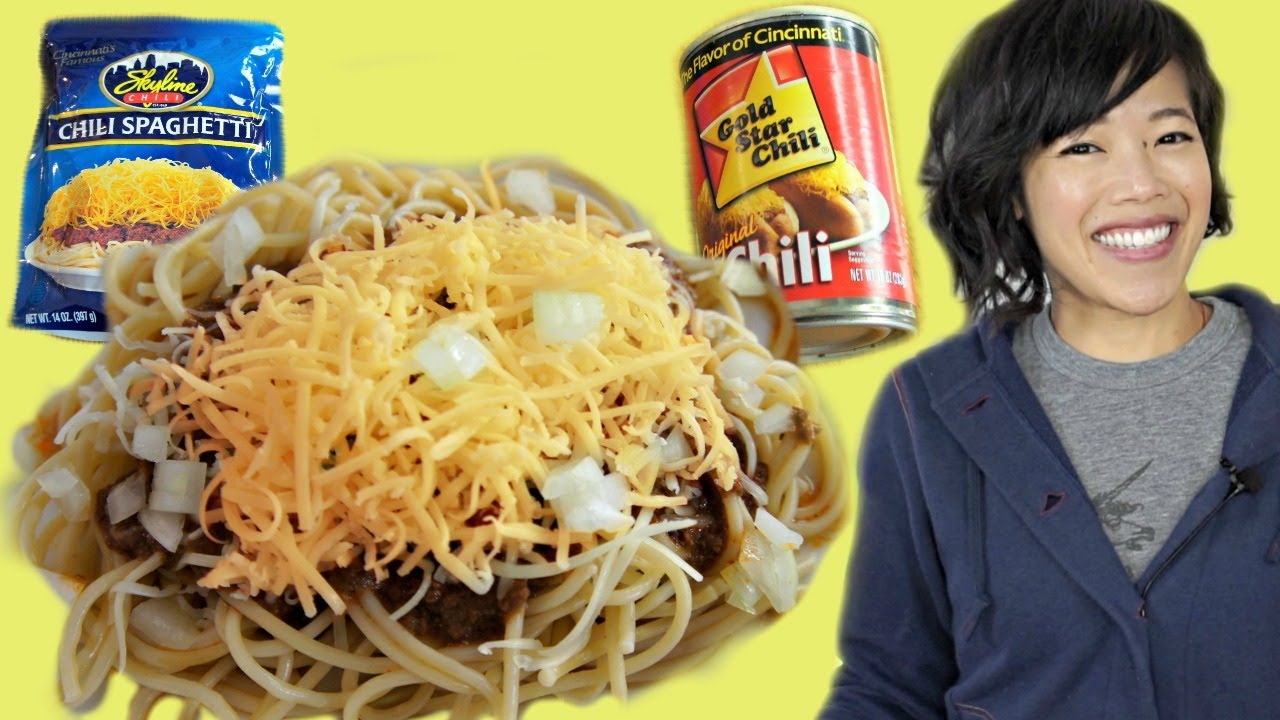 🍝CINCINNATI CHILI SPAGHETTI & Coney Dog |  Skyline vs. Gold Star | Represent: Cincinnati