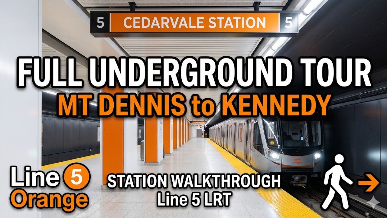 Line 5 LRT Eglinton Crosstown: All Underground Stations Tour | Mount Dennis to Kennedy