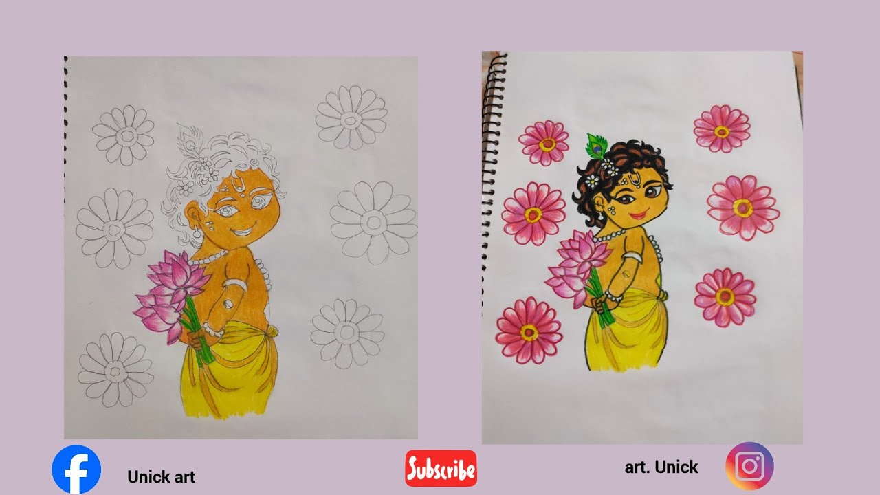 Hidden flowers of Little Krishna 🌼🌺🌹💐🌻#like #share #unickart #like #public #foryou #subscribe 