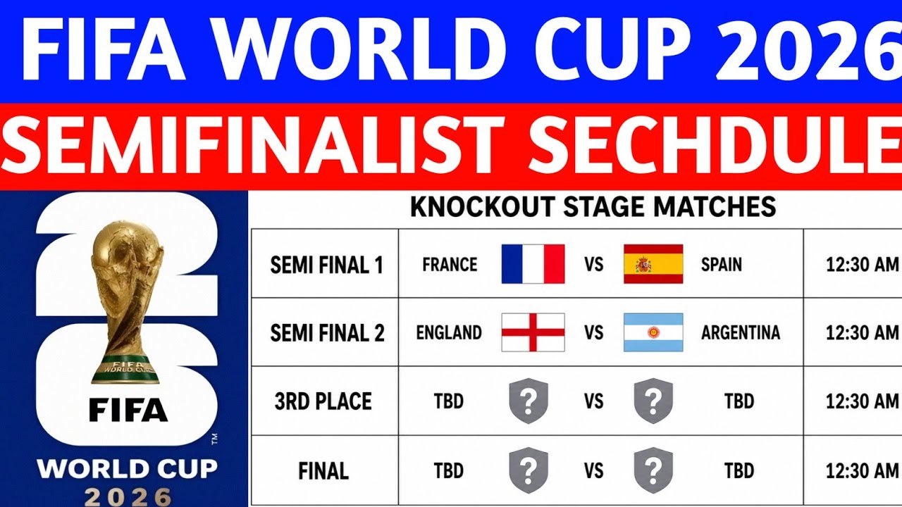 FIFA World Cup 2026 Semi Finals Confirmed! Full Knockout Schedule & Match Time 3rd Place Fixtures