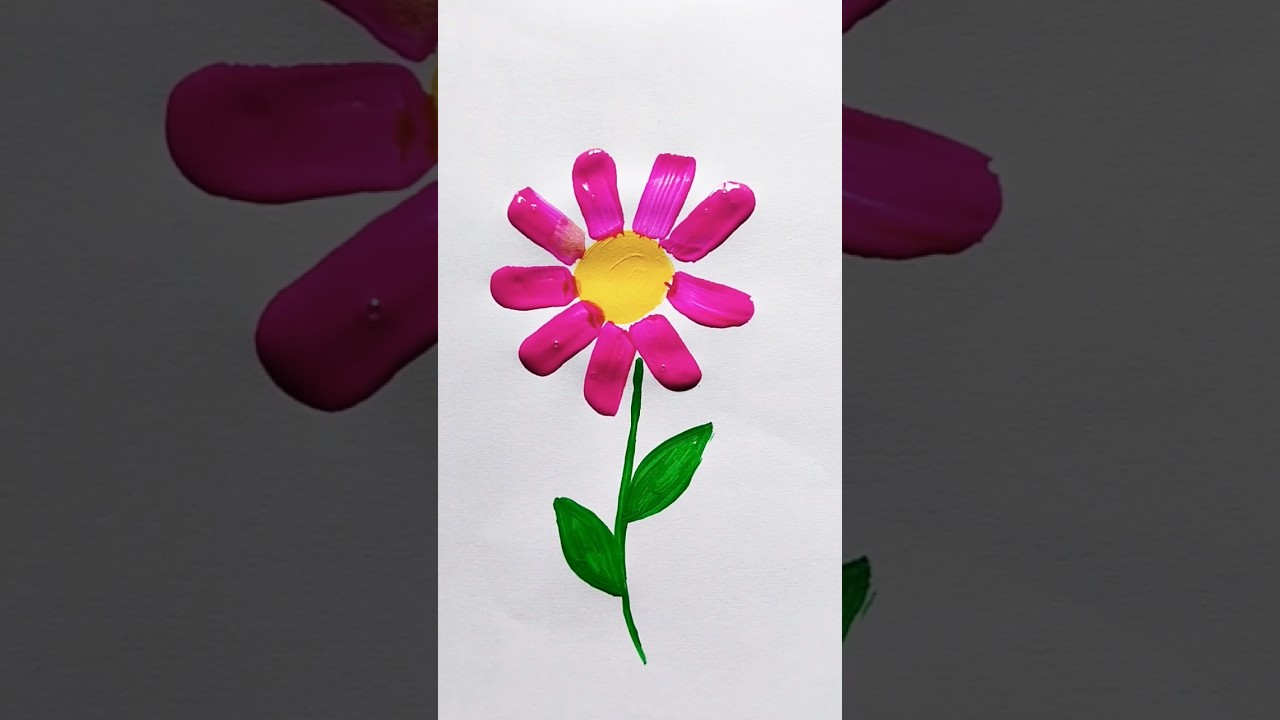 Easy Pink Flower Acrylic Painting For Kids #flowers #trending #art #painting #shorts #colors