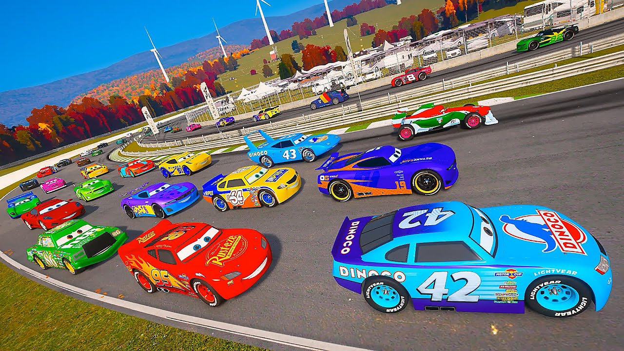 Race Pixar Cars   Maple Valley Raceway McQueen Chick Hicks Cal Weathers The King Francesco Bernoulli