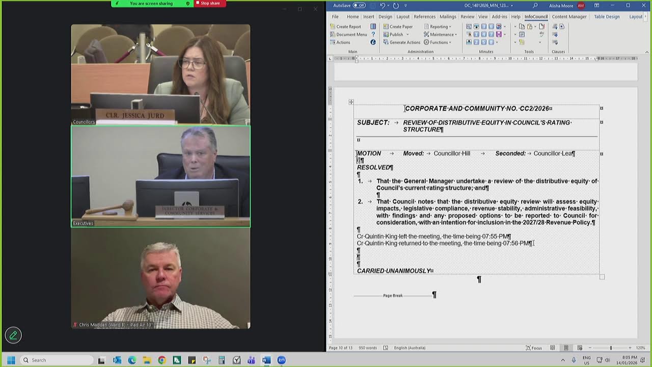 Cessnock City Council Meeting 14th January 2026