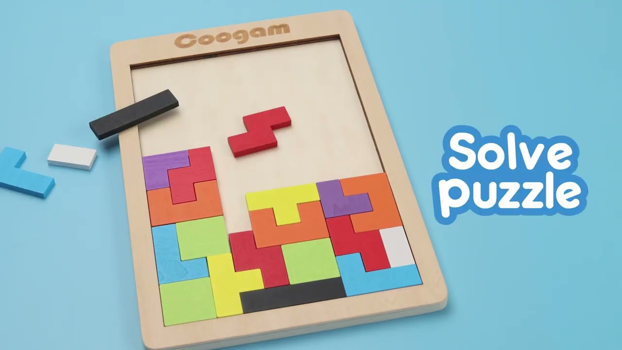 Brain Teasers Toy | Tangram Jigsaw | 3D Russian Blocks|Coogam  Montessori Wooden Blocks Puzzle