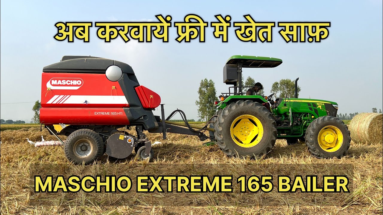 John deere 5075 e 4x4 crde with Maschio round bailer | Ex-setu paddy waste management