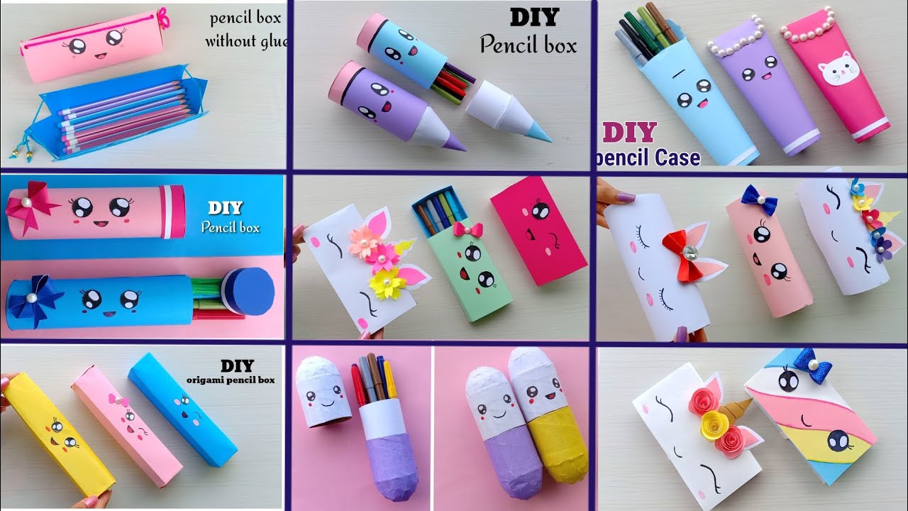 How to make paper pencil box / DIY origami pencil box / paper pencil box /origami / school project