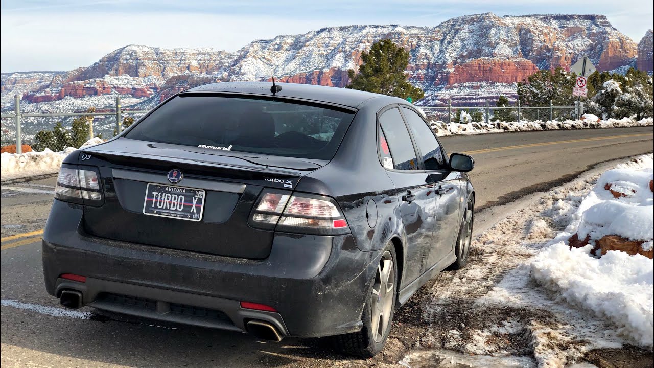 Saab 9-3 Turbo X vs. Snow, Slush, and Ice in Sedona, AZ!