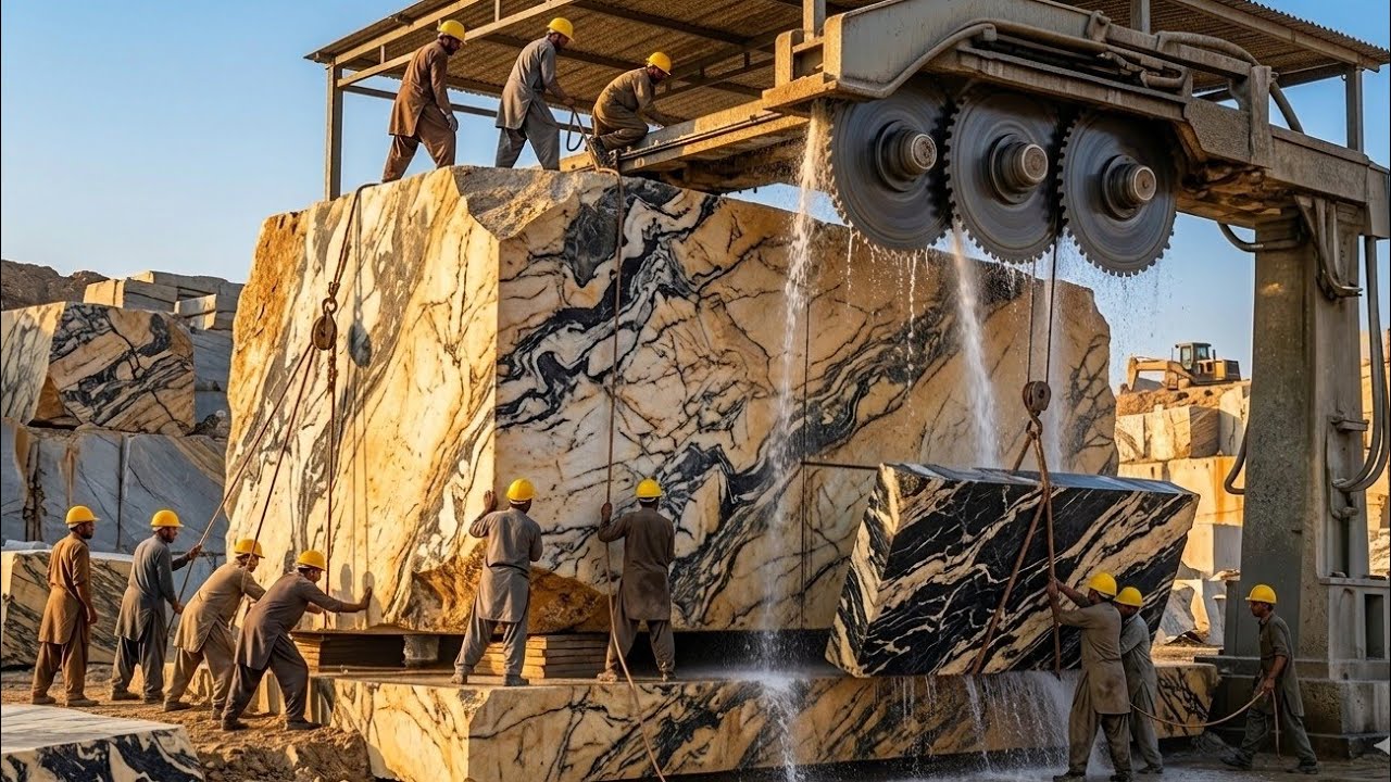 How Marble is Made in Pakistan | Incredible Giant Stone Cutting & Finishing Full Process