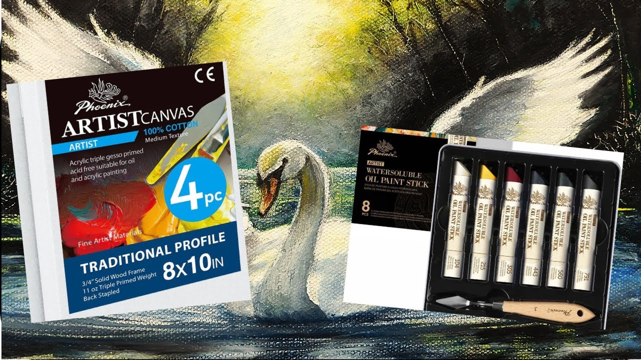 PHOENIX Professional Canvas 100% Cotton 5305 Stretched Canvas review and Watersoluble Oil Sticks!
