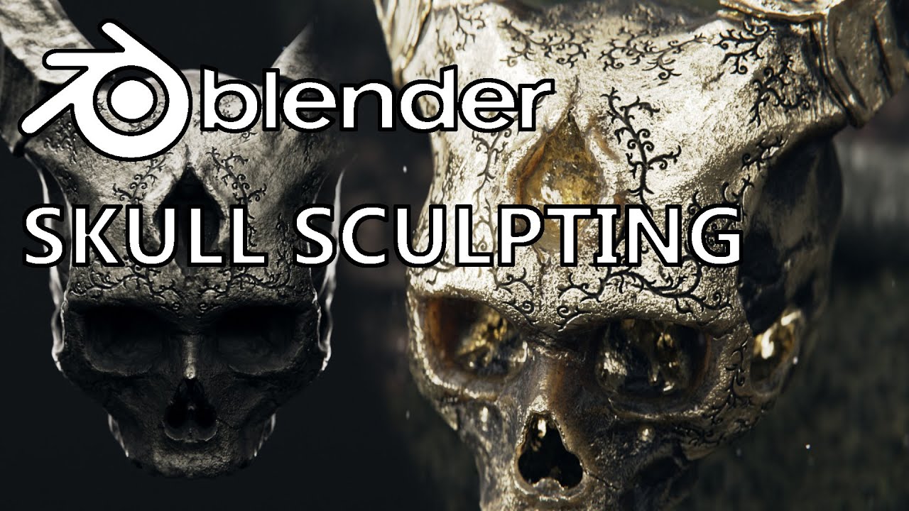 Making a Skull in Blender - Timelapse [scultping, retopo, texturing]