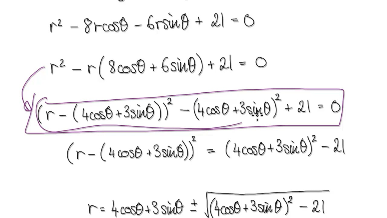 Video 2303.1 - Equation of a circle in Polar Coordinates, shifted.