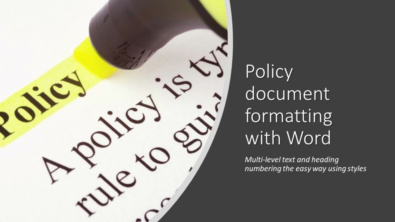 Policy document formatting with Word