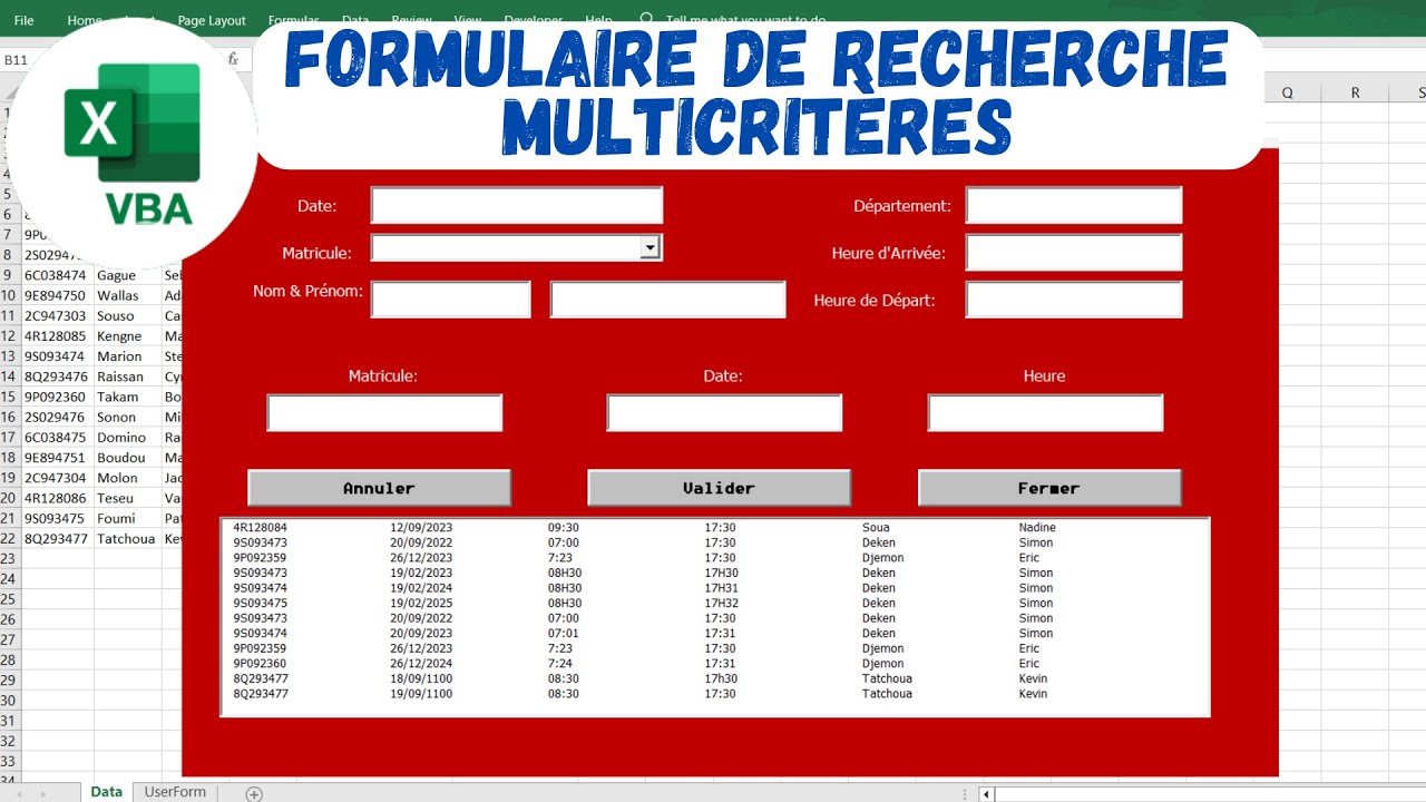 Vba : Suivi des Salariés + Recherche multicritères
