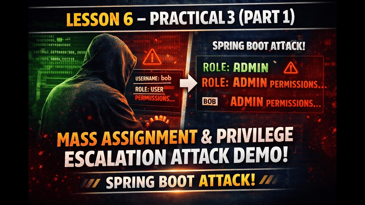 Lesson 6 – Practical 3 (Part 1) | Mass Assignment & Privilege Escalation Attack Demo in Spring Boot