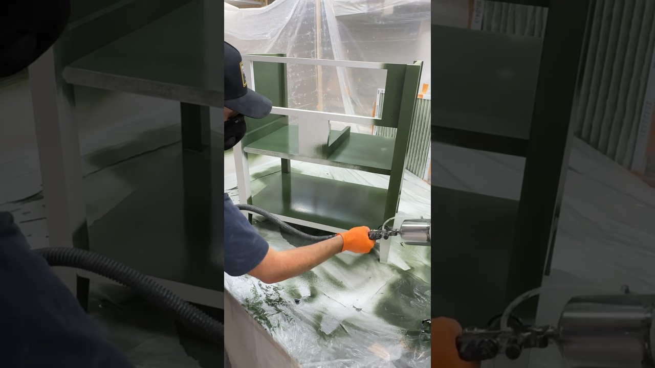 Spraying a small vanity with my @ApolloHVLP sprayer. #hvlp #paintsprayer #vanity