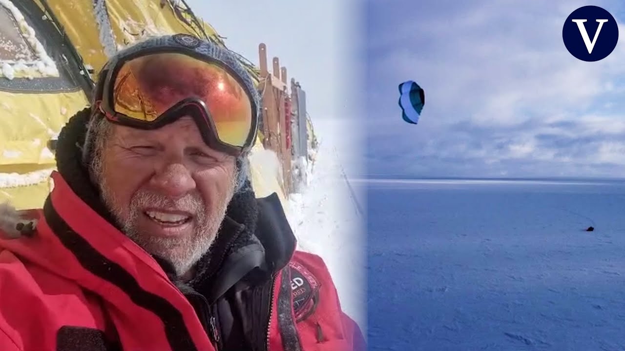 Así es el trineo de viento que 'navega' por el hielo con cometas: “Un buque del desierto polar”