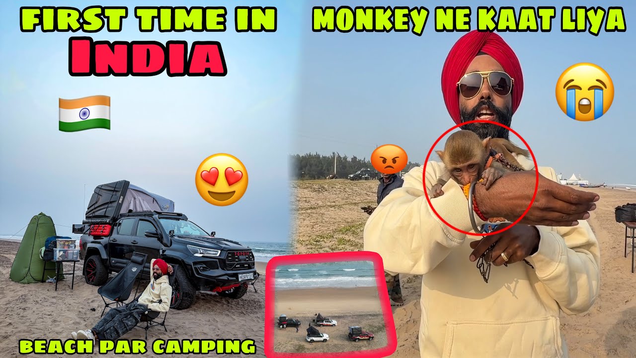 First time in INDIA 🇮🇳 Beach par Camping 😍 Vishwas nhi ho raha ye kr diya😱 Monkey ne kaat liya 😡