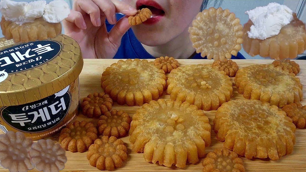 Asmr Mukbang yakgwa & ice cream 약과 투게더 먹방