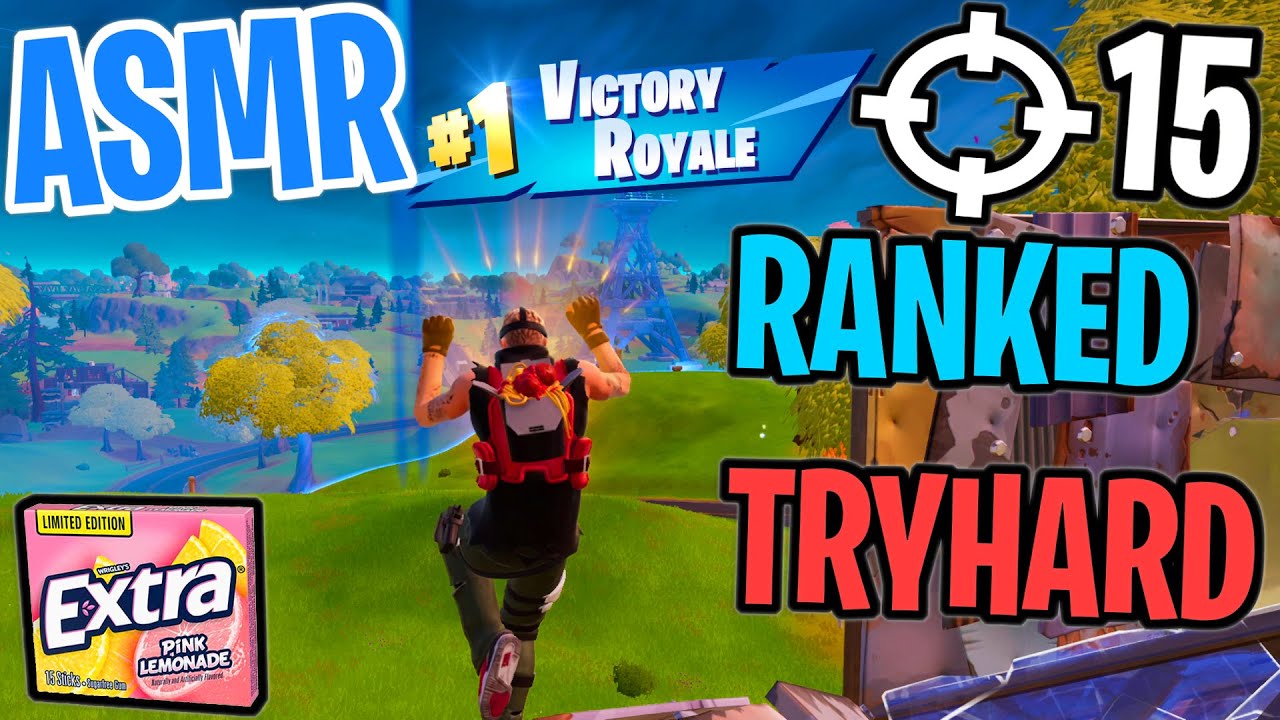 ASMR Gaming 🤩 Fortnite Ranked Tryhard! Relaxing Gum Chewing 🎮🎧 Controller Sounds + Whispering 💤