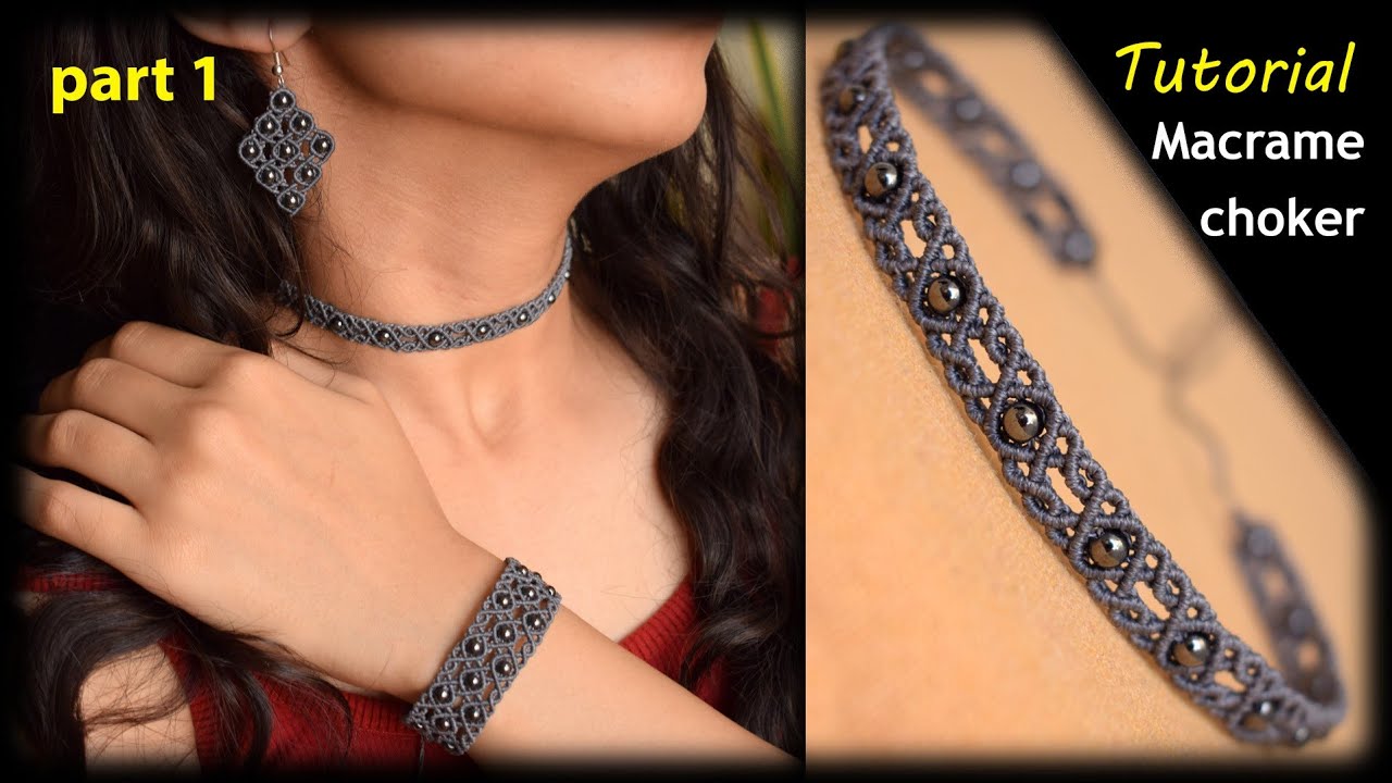 Macrame Tutorial | Macrame choker | Macrame Tutorial for Beginners | Macrame Jewelry Set