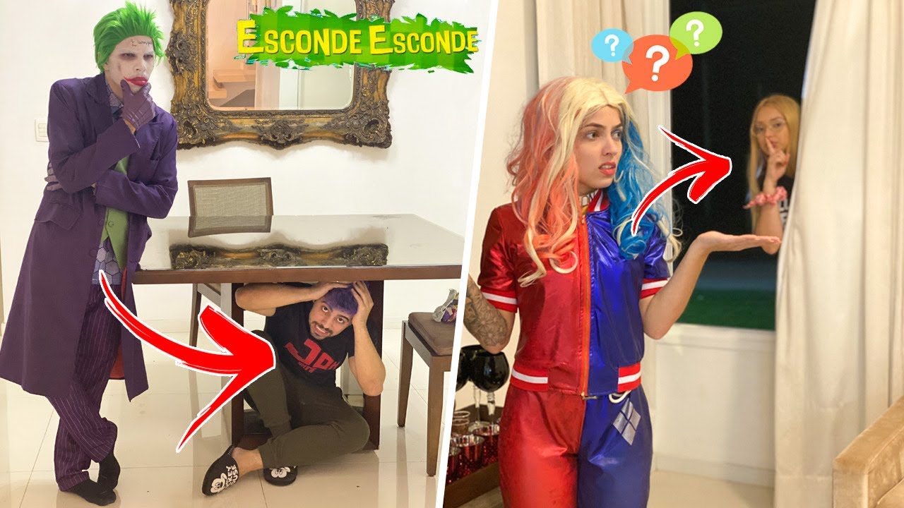 NUNCA BRINQUE DE ESCONDE ESCONDE CONTRA A ARLEQUINA E CORINGA ÁS 3 HORAS DA MANHÃ !!