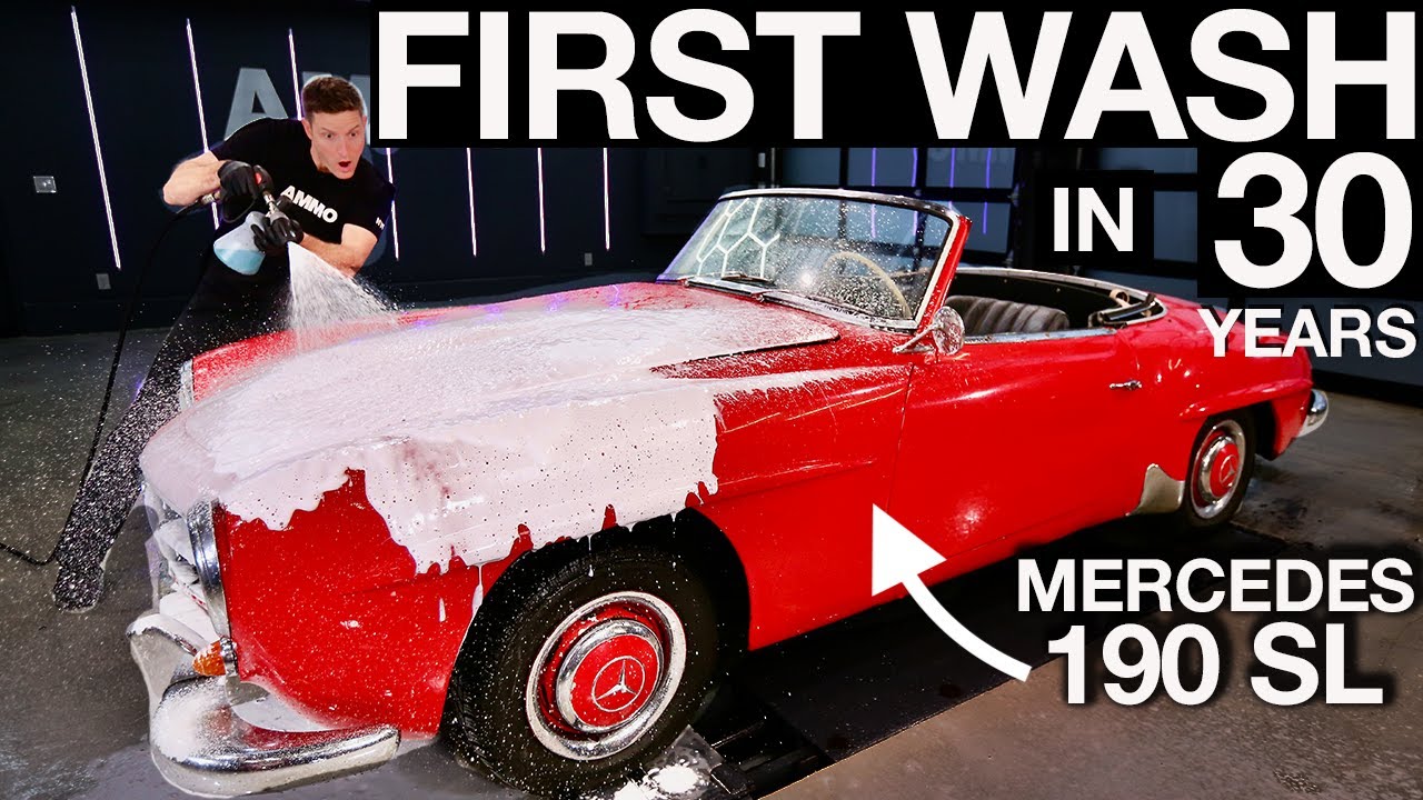 First Wash in 22 Years: Mercedes 190SL Detail Transformation Surprising 94 Year Old Vet!