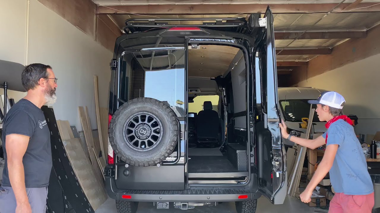 Aluminess Products Rear Door Tire Carrier Installation - Ford Transit 4x4