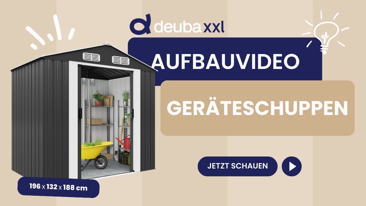Aufbauvideo - GARDEBRUK&reg; Ger&auml;teschuppen aus Metall 196x132x188cm
