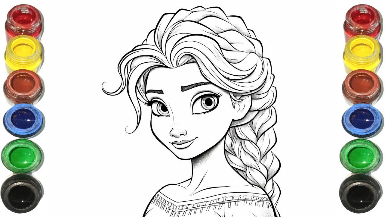 Cute Elsa Frozen Drawing for kids, Painting & Coloring for kids, Toddlers | Let's Draw Together