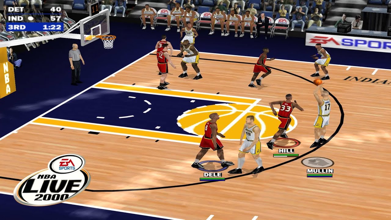 NBA Live 2000 (PC) - Pacers vs. Pistons - Highlights - Reggie Miller 26 pts, Chris Mullin 27 pts