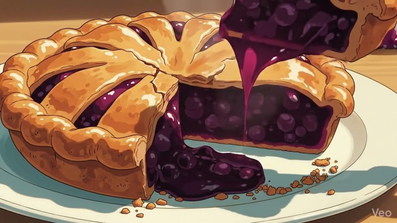 A Blueberry Tart | Cozy Home Baking  | Ghibli Style ASMR