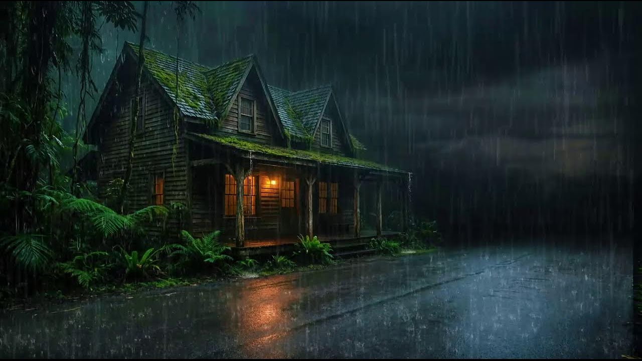 Relaxing Forest Rain Around Wooden Hideaway for Sleep